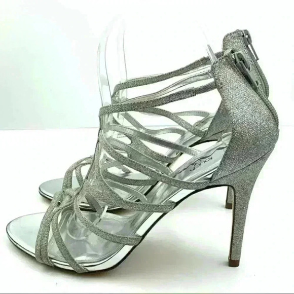 Touch of Nina heels Marsha1 8 38 silver metallic party bridesmaid holiday formal - Picture 5 of 14